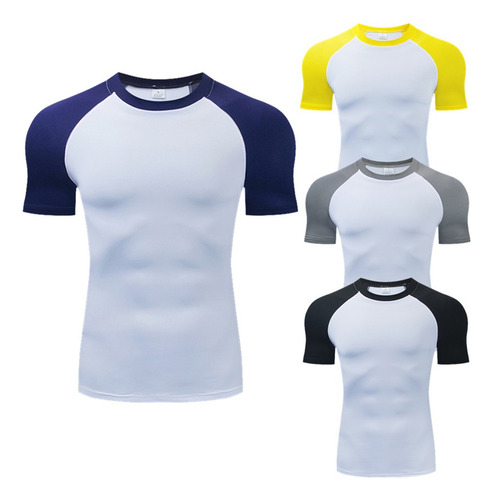 Playera Deportiva Hombre Elástico Transpirable Manga Corta