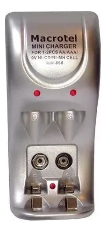 Cargador De Pilas Macrotel + 2 Pilas Recargables Aa Mw-668
