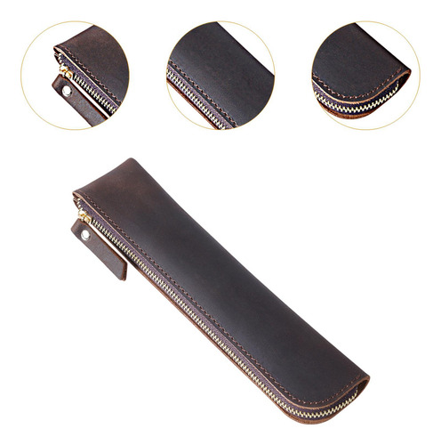 Bolsos De Manga De Cuero De Cuero Pu Bolsillo Marrón Oscuro