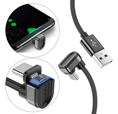 Cable De Cargador Usb Tipo C, En Forma De U De 180 Grados,