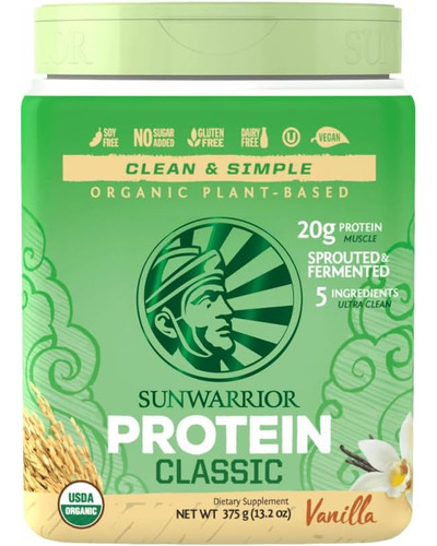 Sunwarrior Protein Classic Proteina Vegetal Org 375 Grs Sabor Vainilla
