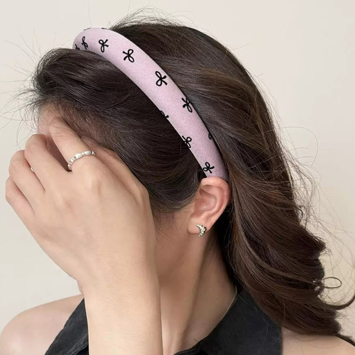 Diadema De Esponja De Tela Con Lazo Rosa Con Lunares Para Mu