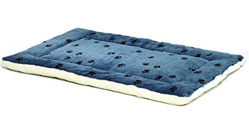 Cama Reversible Para Mascotas Con Estampado De Patas En Azul