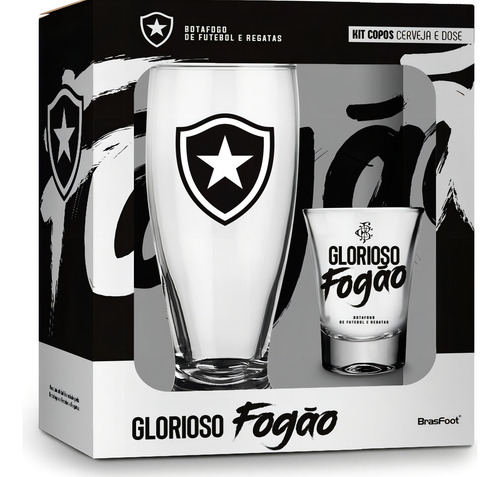 Kit 1 Copo Munich E 1 Copo Dose Botafogo Cor Transparente