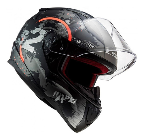 Imagen 3 de 9 de Casco Moto Integral Ls2 353 Rapid Circle Negro Mate Naranja