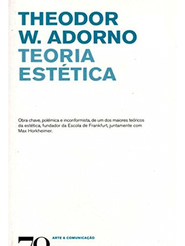 Libro Teoria Estética De Adorno W. Edicoes 70 - Almedina