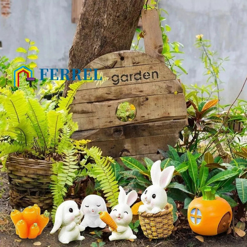 Fe 7 Piezas De Muñecas De Conejo En Miniatura De Jardín De