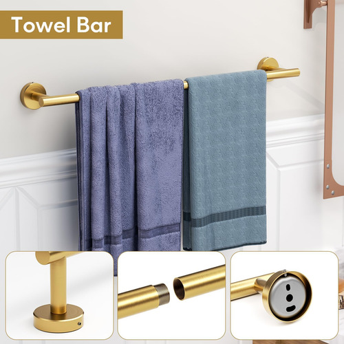 Juego De Hardware De Baño De Oro Cepillado De 5 Piezas, Jueg