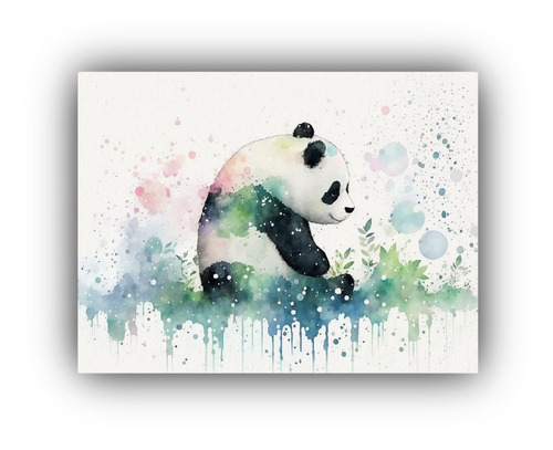 Canva Bastidor Madera Hermoso Panda Mágico 60x40cm Animales