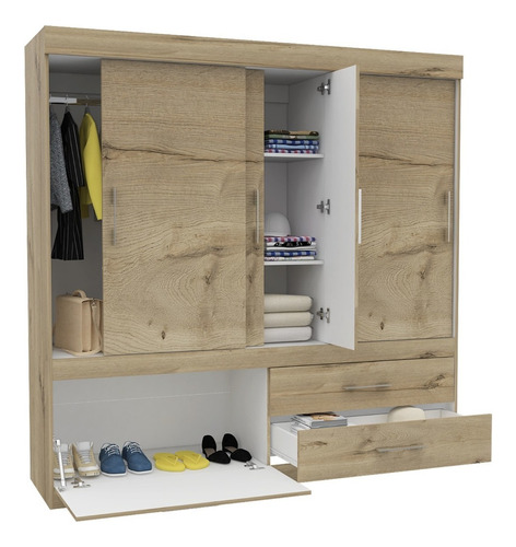 Closet Allegro 180 X 180 X 49 Rta Duna + Blanco Color Marrón claro