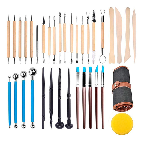 Imagen 1 de 10 de Kit 36 Herramientas Alfareria Para Arcilla Ceramica Estecas.
