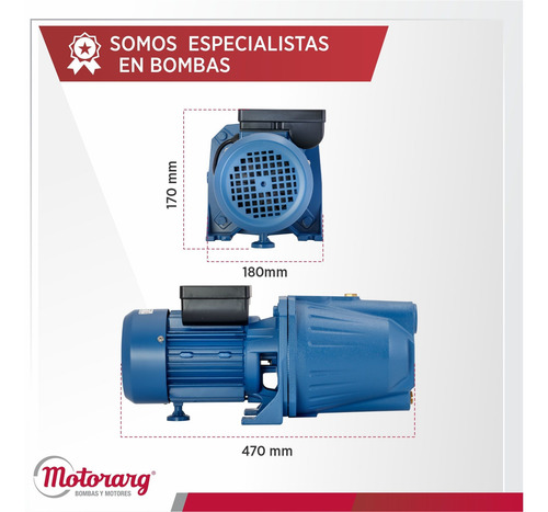 Imagen 5 de 6 de Bomba Autocebante Motorarg Bf 100 1 Hp. 5200 Lts/h