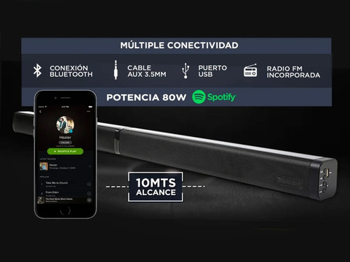 Imagen 3 de 10 de Barra De Sonido Gadnic Bs1000 Bt 2en1 Aux Usb Optical 80w