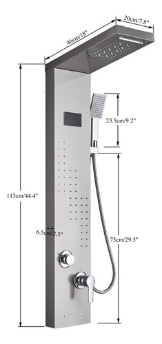 Senlesen Regadera De Columna Con Hidromasaje Panel De Ducha Luz Led