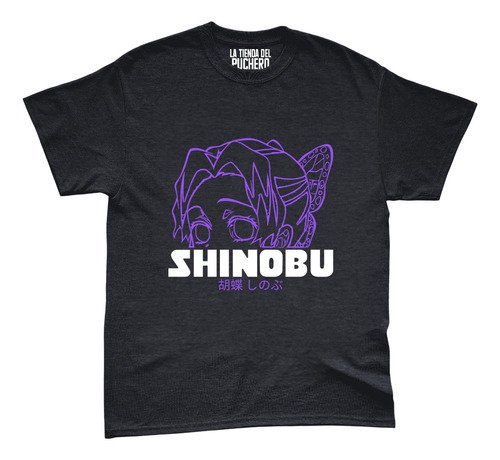 Playera Anime Demon Slayer Shinobu Rostro Lineas Letras B