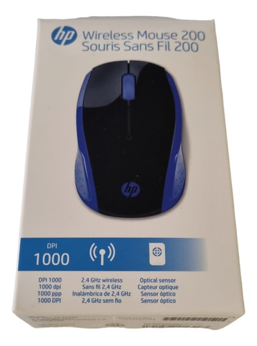 Mouse Óptico Inalambrico Hp 200 Azul 1000 Dpi 10mts 2.4ghz