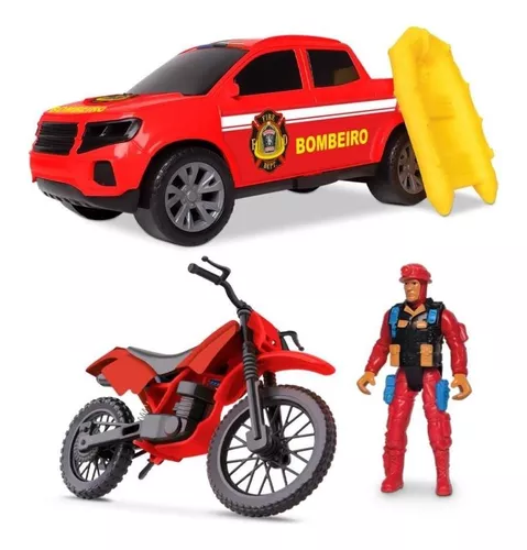 Kit 3 Carrinho Bombeiro Helicóptero Motinha Brinquedo Menino Criança  Infantil Presente Barato