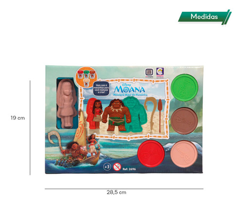 Massa De Modelar Molde Moana E Maui 4 Potinhos Coloridos