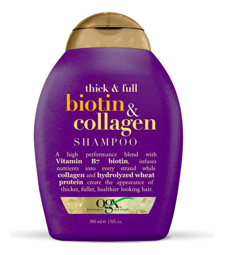  Shampoo Ogx Biotina Y Colageno Brillo Mas Volumen