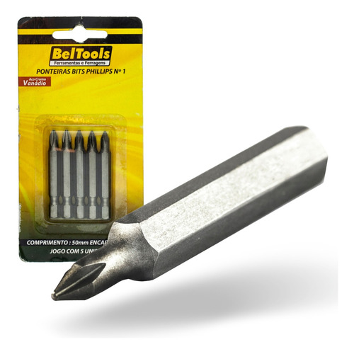 Kit 5 Ponta Bit Phillips Cv 50mm X 1/4 X N1 Beltools