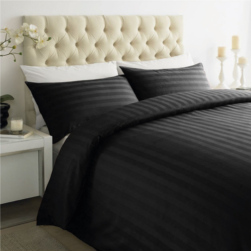 Combo King Duvet Sateen Stripe + J. Sábana + Plumón Negro