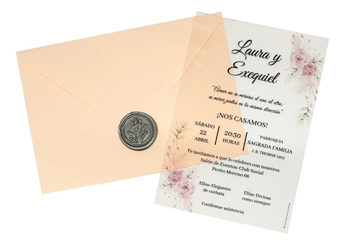 Tarjeta Invitación Transparente Acetato+sello Casamiento X50