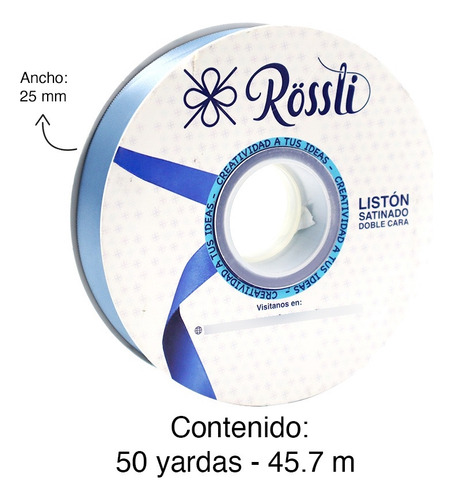 Listón Satinado Doble Cara No. 5 Con 45.7 Metros Plumbago Liston Satinado No.5