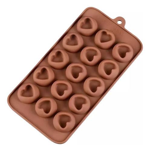 Molde Silicona Bombón Corazón Hundido Chocolate 15 Cavidades