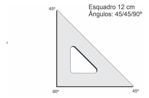 Esquadro Acrilico 45 Graus º Desenho Técnico 12 Cm -fenix