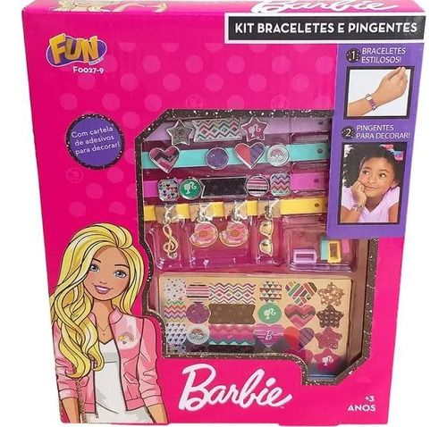 Barbie Kit Braceletes Com Pingentes Infantil Acessórios