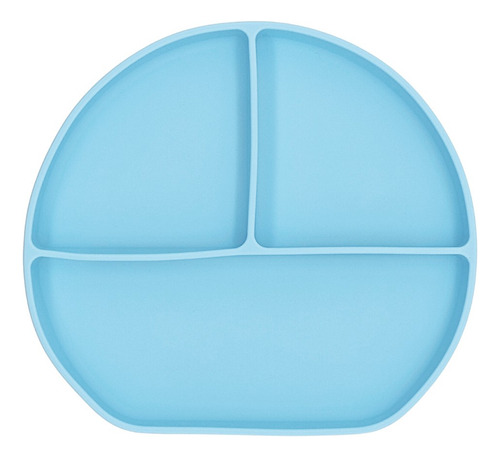 Prato Em Silicone Com Divisórias E Ventosa Azul Everly Cor Azul-claro Liso