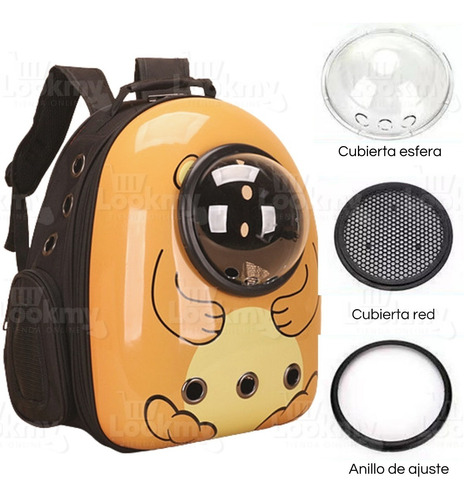 Imagen 3 de 10 de Mochila Bolso Transportadora Perros Gatos Burbuja Rígida