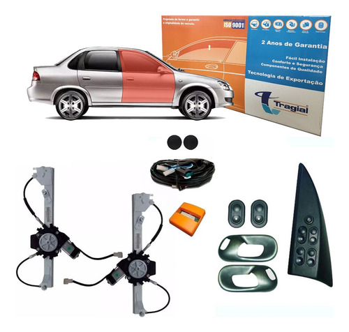 Kit Vidro Elétrico Gm Corsa 4 Portas Traseiro 1998 A 2013