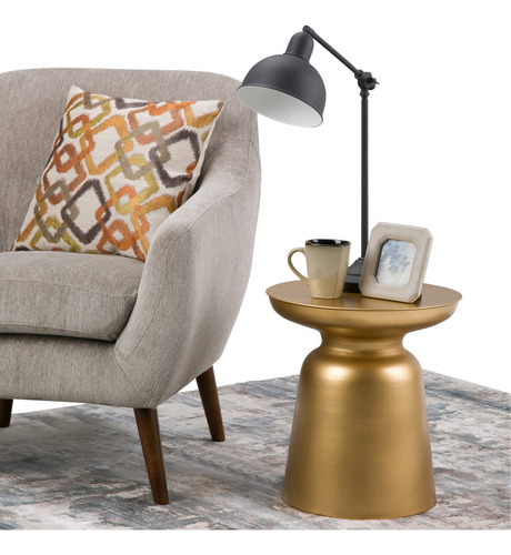 Mesa Auxiliar Industrial De Metal Dorado 40 Cm Totalmente Mo