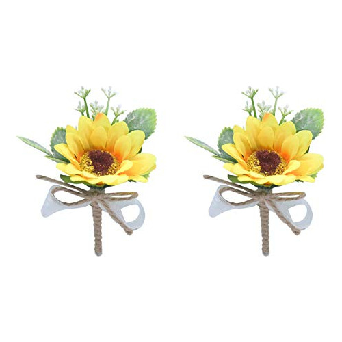 Boutonniere De Girasol, Juego De 2 Piezas, Flor Artific...