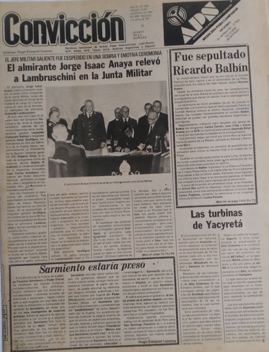 Diario Conviccion 12/9/1981 Fue Sepultado Ricardo Balbin