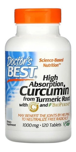 Doctor's Best | High Absorp Curcumin | 1,000mg | 120 Tablets Sabor Nada