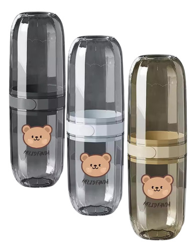 Porta Cepillo Vaso Doble Multiuso Estuche Portátil Chufi Gris