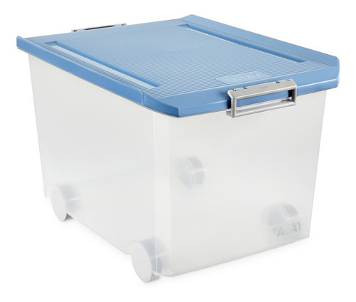 Caja Plástica Organizador C/ Ruedas 60l Multiuso C/ Tapa