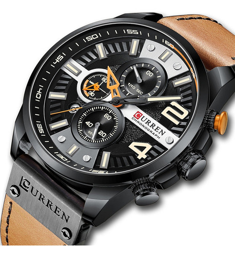 Popular Curren Hombre Reloj Correa De Piel Con Fechador