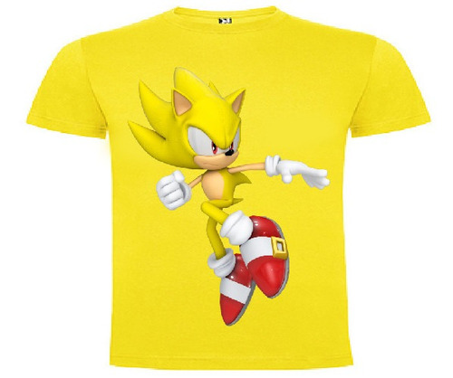 Polera Color Algodón 100% Niños Sonic Dorado