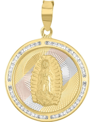 Medalla Guadalupe Rayos 3 Colores En Oro De 10 K + Obsequio