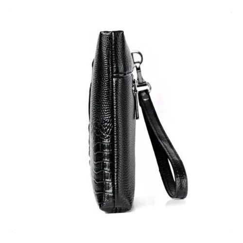 Bolso De Mano Hombre Cartera Porta Celular Documentos 2 Color Negro Diseño De La Tela Huella Cocodrilo