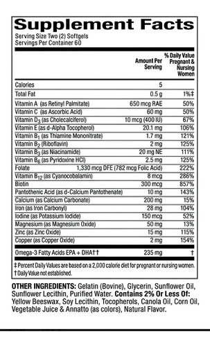 Spring Valley Prenatal Multivitamínico Dha 120 Cps Pre Natal Sabor Sem Sabor