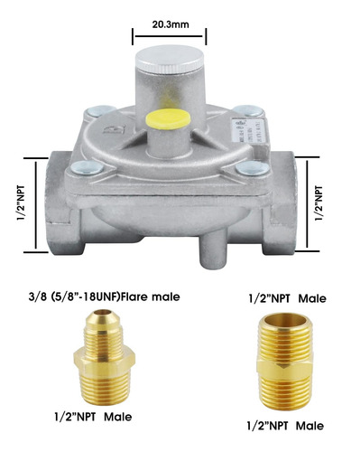Regulador De Presion Gas 1/2 PuLG 4 Wc/lp Propano 10 Wc