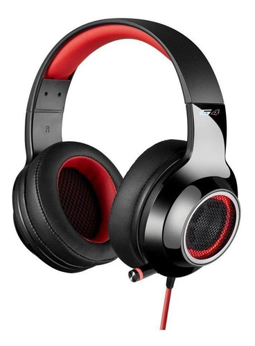 Fone de ouvido over-ear gamer Edifier G4 preto com luz  vermelho LED