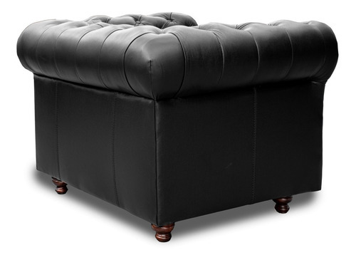 Sillón De Piel Genuina Chesterfield Chpv Confortopiel Color Negro