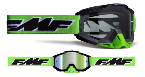 Goggles Para Motociclista Powerbomb Rocket Lime Clear Lens Lente Claro Armazón Negro/lima Talla Unitalla