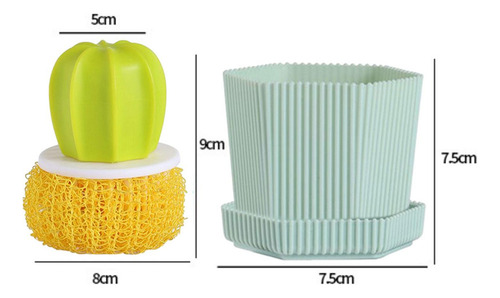 W 6 Juego De Cepillos Para Fregar Platos De Cactus, Cepillo