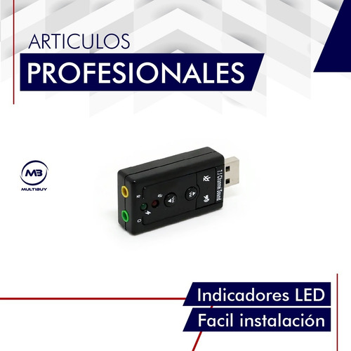 Imagen 5 de 10 de Placa Sonido Usb Audio Externa 7.1 Pc Tarjeta Sonido Con Mic
